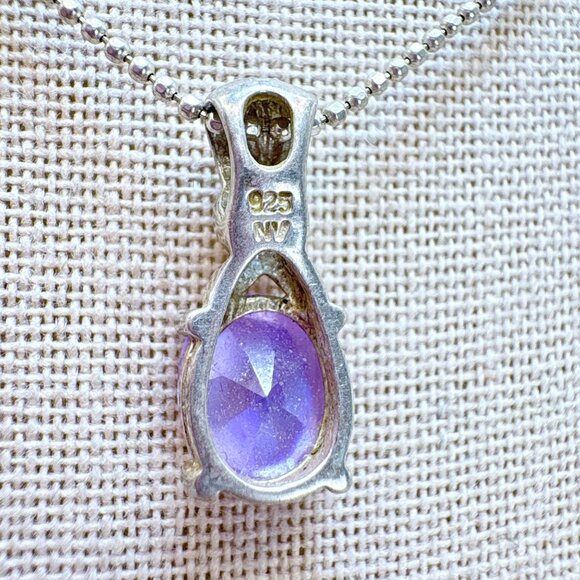 Sterling Silver 925 Rainbow Quartz Prong Set Pendant Necklace Size 19" Length - Picture 5 of 12